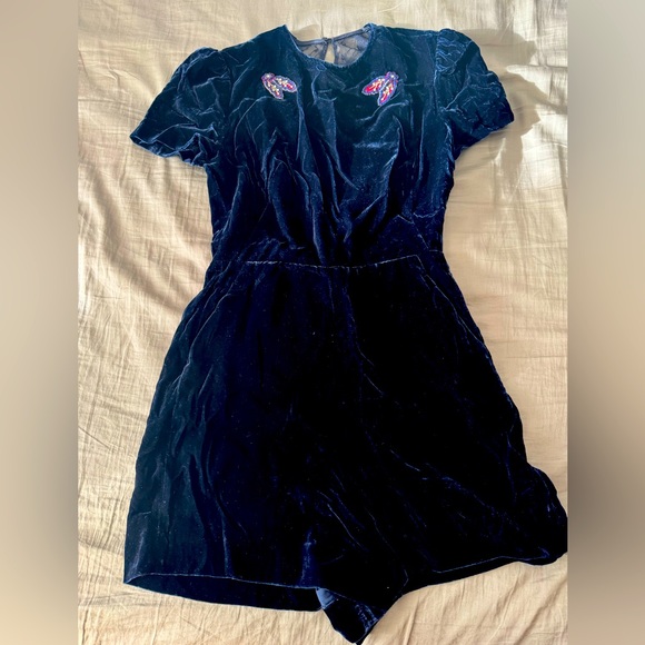 Sandro Paris navy velvet romper luxurious elegant design excellent condition.
